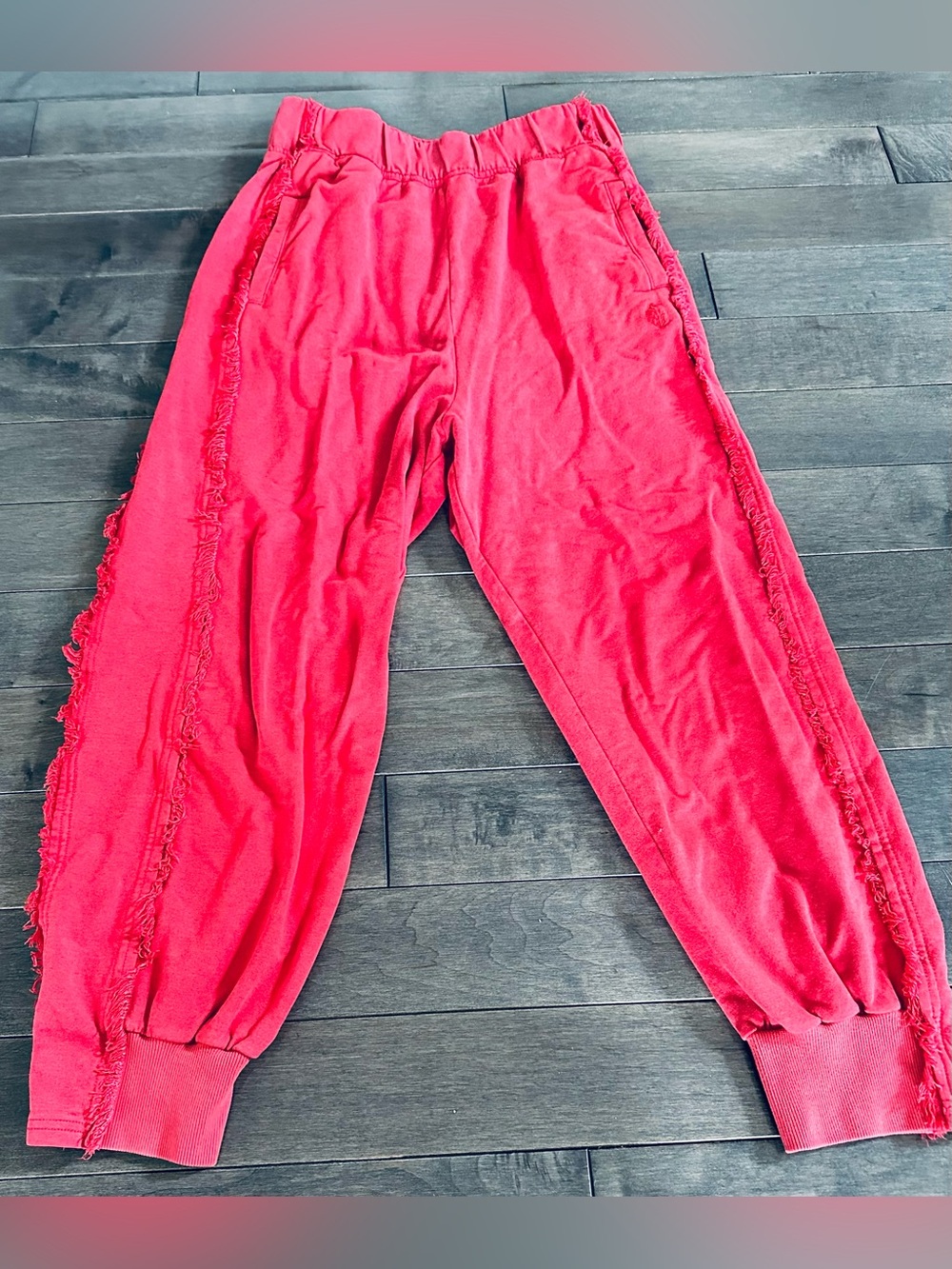 Women’s Sz S Red Fringe FP Movement by Free People Where the Wind Blows Joggers